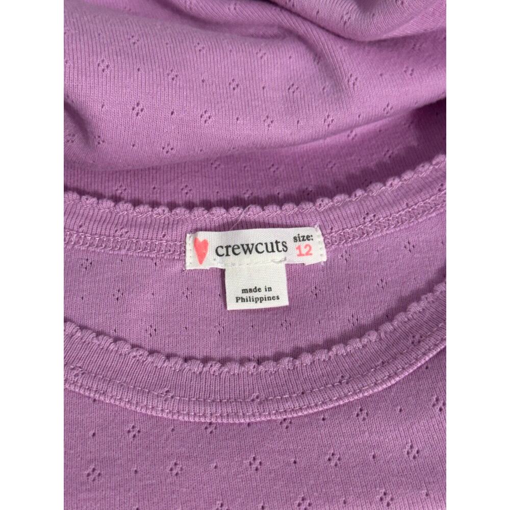 Crewcuts Girls T Shirt 12 Cotton Blend Lilac Crew Neck Long Sleeve Breathable - Picture 3 of 4